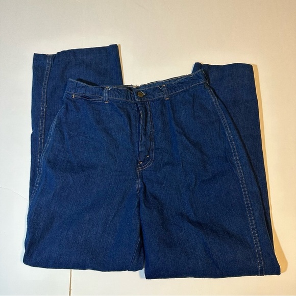 Vtg 60s Whatever Jeans Wide Leg Straight Leg Cotton Rainbow Logo - Picture 3 of 10